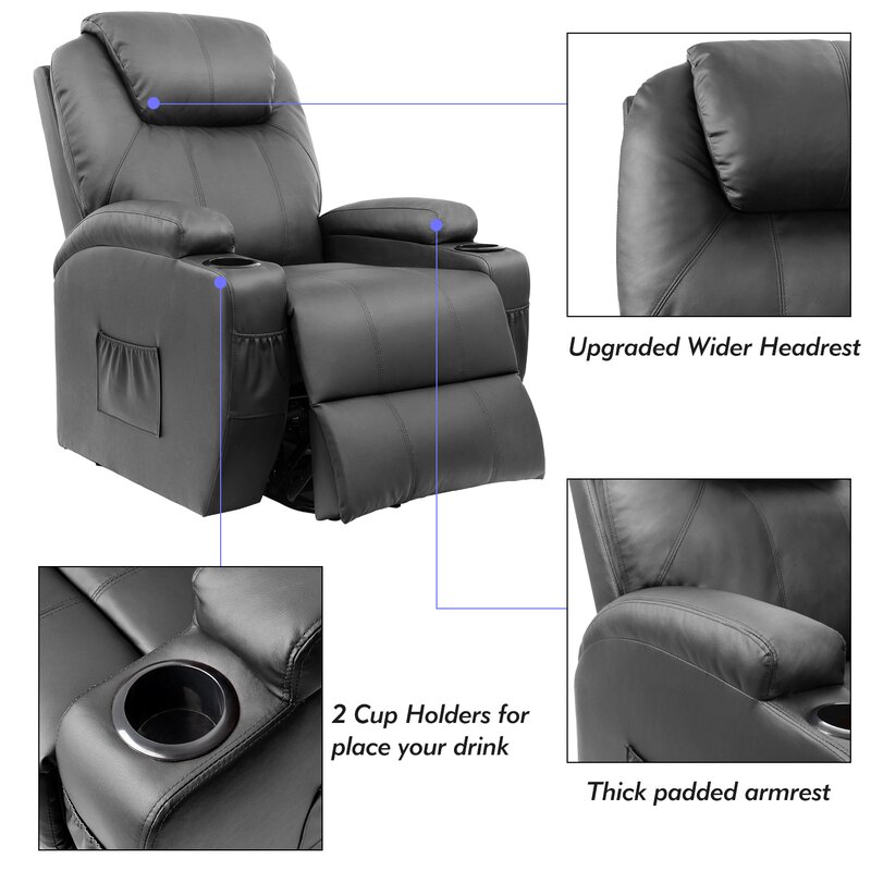 Faux Leather Heated Massage Chair (2)
