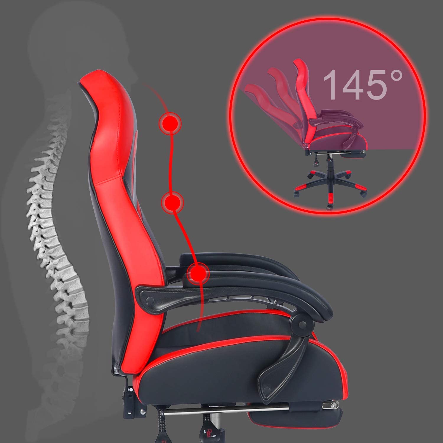 Gaming Recliner Chair With Support Footrest (4)