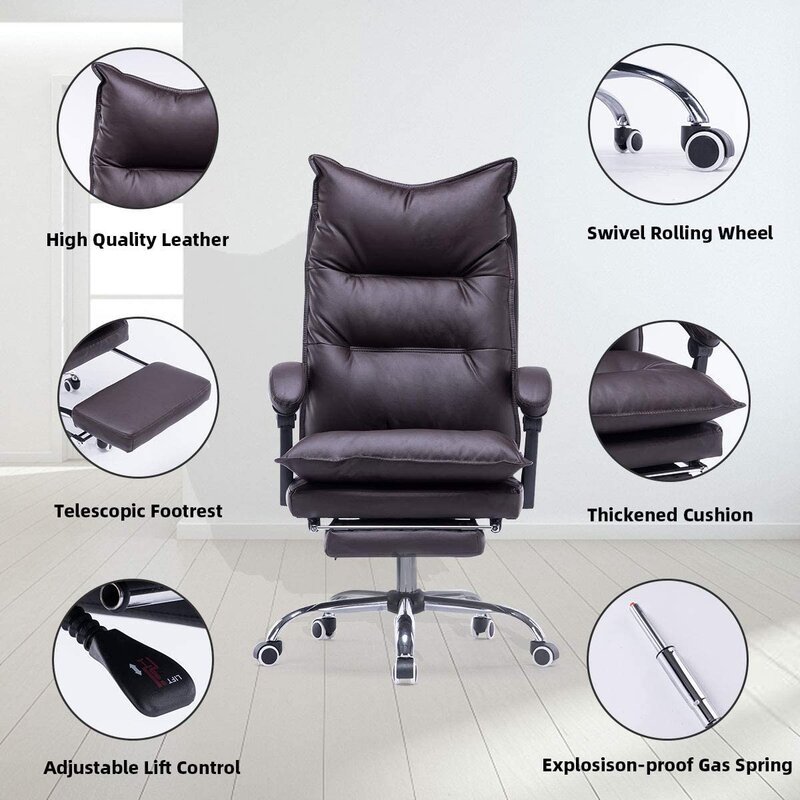 High Back Ergonomic Genuine Leather Task Chair (2)