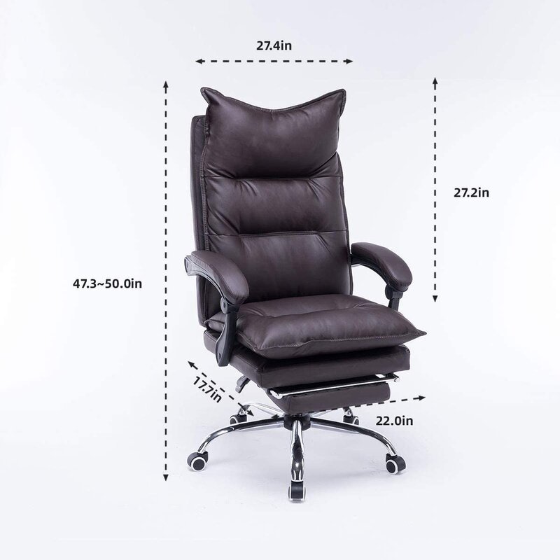 High Back Ergonomic Genuine Leather Task Chair (4)